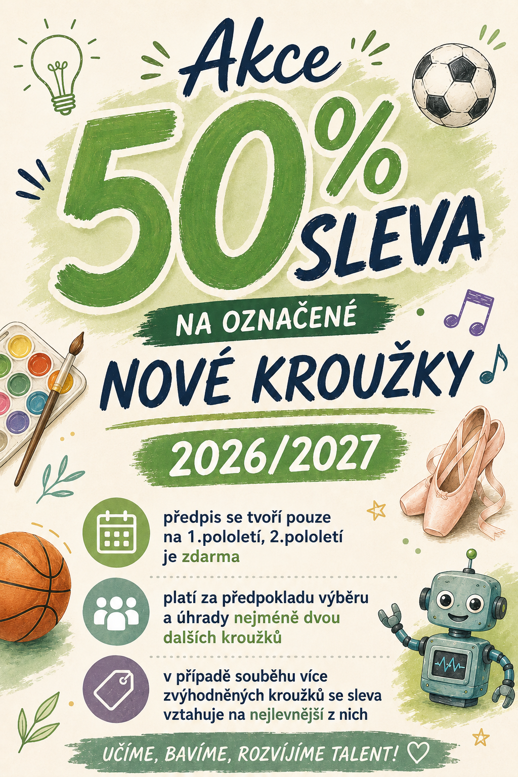 Rozšířili jsme nabídku pro nejmenší a aktivity v umělecké oblasti. Novinkou jsou také slevy. Za poslední léta se v DDM podařilo rozvíjet zájmové vzdělávání různými směry. Vedle tradičních a skálopevně stabilních kroužků, které jsou každoročně naplněny už 1.září, se povedlo také rozšířit sportovní kroužky a modernizovat oblast techniky. Na základě poptávky od rodičů se dlouhodobě [&hellip;]